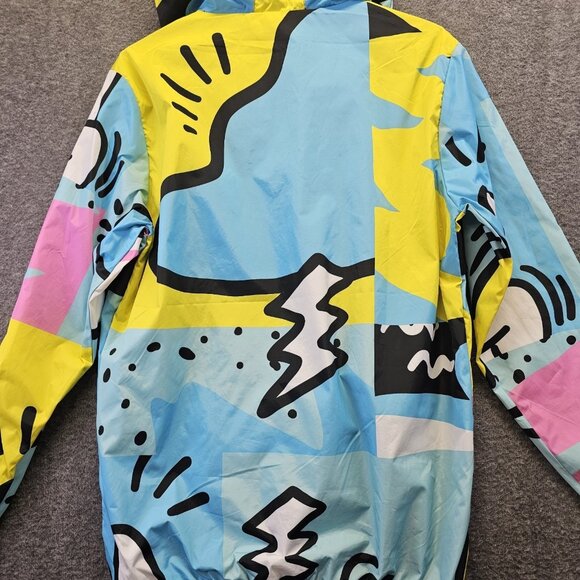 Reason Windbreaker Rain Jacket Size L All-over Print Keith Haring Style Pop-Art - Picture 5 of 10